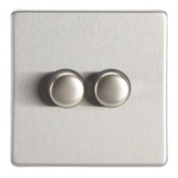 Contactum Lyric 2-Gang 2-Way LED Dimmer Switch  Brushed Steel