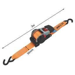 Smith & Locke Retractable Ratchet Tie Down w/ S-Hook  3m x 50mm