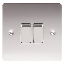 LAP  10AX 2-Gang 2-Way Light Switch  Brushed Stainless Steel