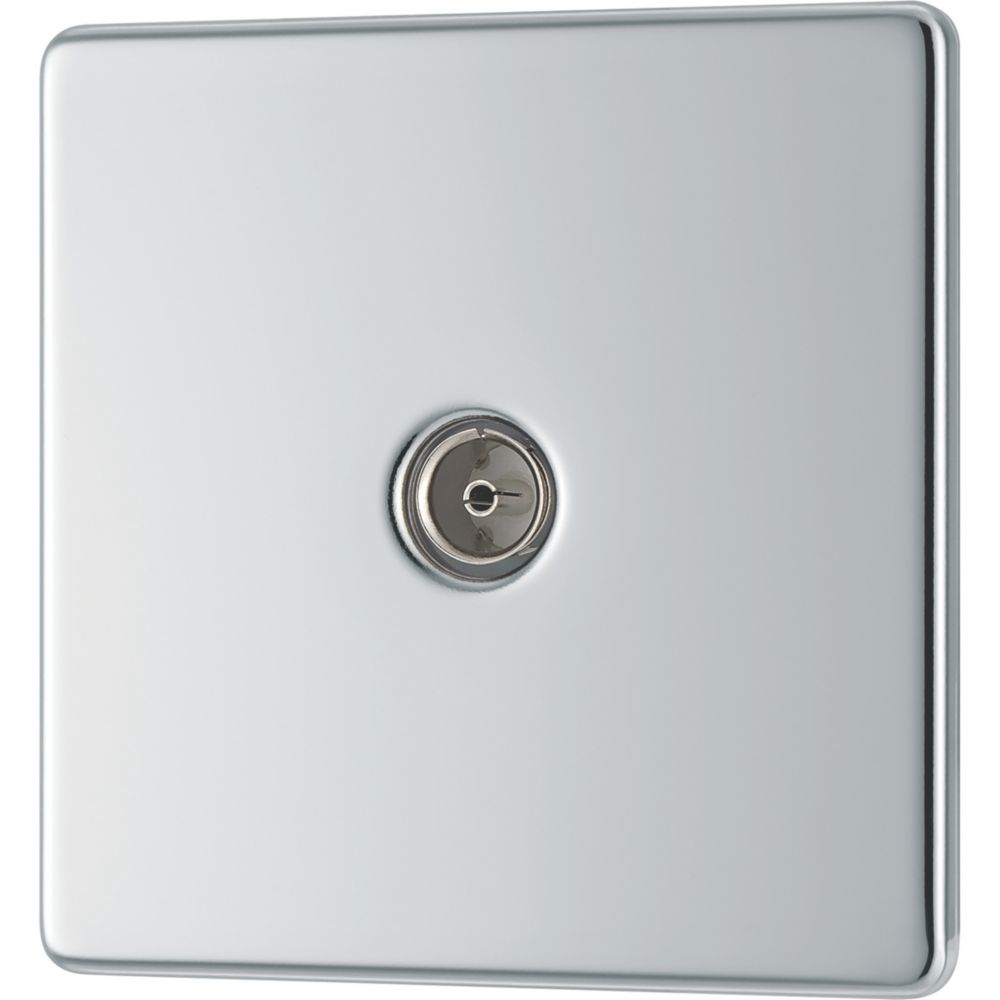 LAP 1-Gang Coaxial TV Socket Polished Chrome - Screwfix