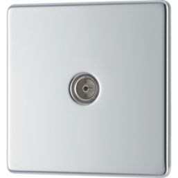 LAP  1-Gang Coaxial TV Socket Polished Chrome