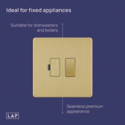 LAP  13A Switched Fused Spur  Satin Brass with Black Inserts