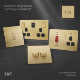 LAP  13A Switched Fused Spur  Satin Brass with Black Inserts