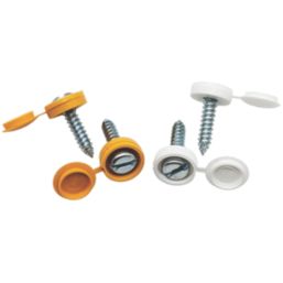 Pearl Consumables  Slotted Self Tapping Yellow/White Number Plate Screws & Caps 4 Piece Set