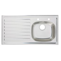Essentials  1 Bowl Stainless Steel Kitchen Sink & LH Drainer  940mm x 490mm
