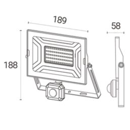 4lite Advantage Outdoor LED Floodlight With PIR Sensor Black 50W 4250lm