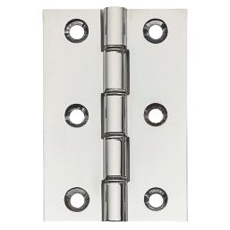 Polished Chrome  Double Phosphor Bronze Washered Butt Hinges 76mm x 51mm 2 Pack
