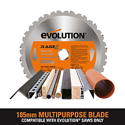 Evolution  Wood/Metal/Plastic Circular Saw Blade 185mm x 20mm 20T