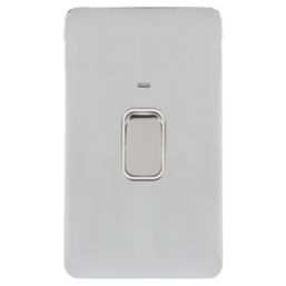 Schneider Electric Lisse Deco 50A 2-Gang DP Cooker Switch Polished Chrome with LED with White Inserts