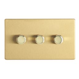 Contactum Lyric 3-Gang 2-Way  Dimmer Switch  Brushed Brass
