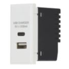 Contactum Media Modular 3.1A 15.5W 2-Outlet Type A & C USB Socket White