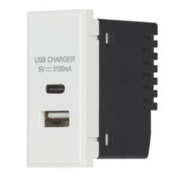 Contactum Media Modular 3.1A 15.5W 2-Outlet Type A & C USB Socket White
