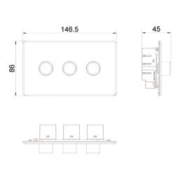LAP  3-Gang 2-Way LED Dimmer Switch  Black Nickel with Colour-Matched Inserts