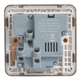 Schneider Electric Lisse Deco 13A 1-Gang SP Switched Socket + 2.1A  2-Outlet Type A USB Charger Copper with White Inserts
