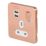 Schneider Electric Lisse Deco 13A 1-Gang SP Switched Socket + 2.1A  2-Outlet Type A USB Charger Copper with White Inserts