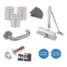 Smith & Locke  Fire Rated Lever on Rose Door Kit Set Satin Silver