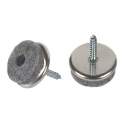 Fix-O-Moll Grey Round Screwed Furniture Gliders 24mm x 24mm 50 Pack