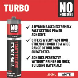 No Nonsense I Can't Believe It's Not Nails Solvent-Free Multi-Purpose Turbo Adhesive White 290ml