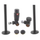 ETAL Danva 15mm x 1/2" Anthracite Corner & L/S Modern Thermostatic Radiator Valve & Lockshield