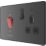 British General Evolve 45A 2-Gang 2-Pole Cooker Switch & 13A DP Switched Socket Black with LED with Black Inserts