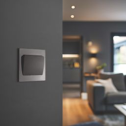 British General Evolve 20A 16AX 1-Gang 2-Way Wide Rocker Light Switch  Black Chrome