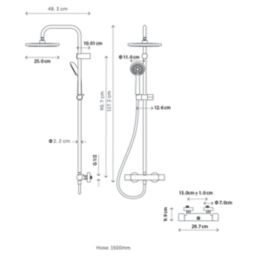 Swirl  Rear-Fed Exposed Black Thermostatic Concentric Mixer Shower with Diverter