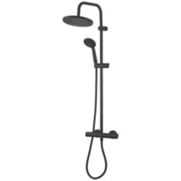 Swirl  Rear-Fed Exposed Black Thermostatic Concentric Mixer Shower with Diverter