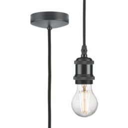 Knightsbridge Vintage 1.8m Pendant Set Light Fitting E27 Anthracite 3 1/2"