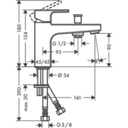 Hansgrohe Vernis Shape Chrome 126mm Mono Bidet Mixer Tap  With Pop-Up Waste