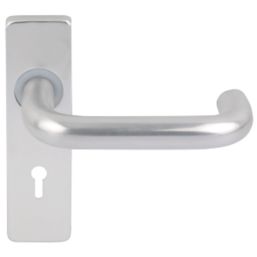 Smith & Locke Excell Fire Rated Lock Door Handle Set Pair Satin Aluminium