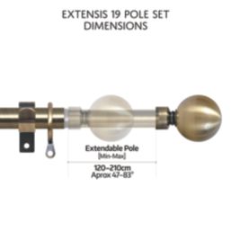 Renaissance Antique Brass Curtain Pole 19/16mm x 120-210cm