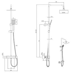 Gainsborough Square Dual Outlet HP Rear-Fed Exposed Chrome Thermostatic Cool Touch Mixer Shower