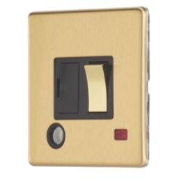 Contactum Lyric 13A Switched Fused Spur & Flex Outlet with Neon Brushed Brass with Black Inserts