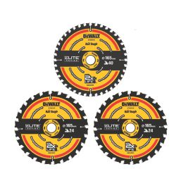 DEWALT  Wood Extreme Circular Saw Blades 165mm x 20mm 24/40T 3 Pieces