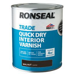 Ronseal 750ml Walnut Satin Water-Based Interior Wood Varnish