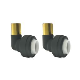 ETAL  Brass Push-Fit Equal 90° Anthracite Stem Elbow 15mm 2 Pack