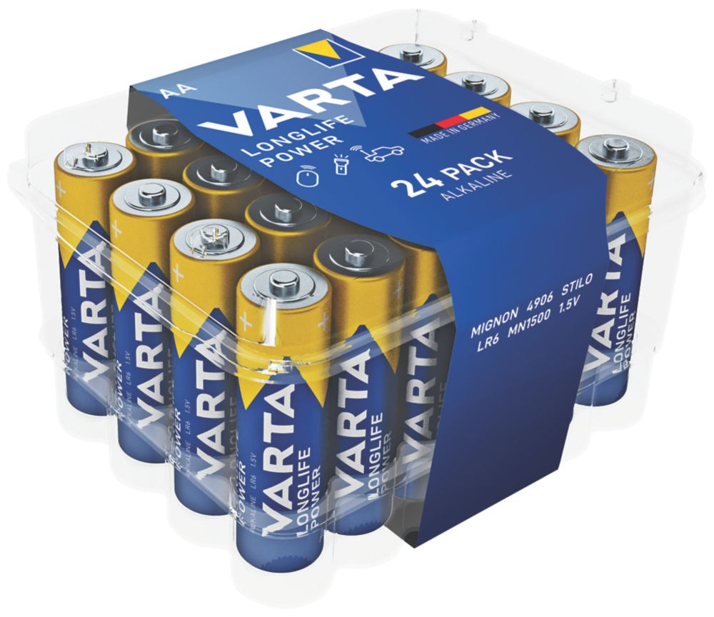 Varta Longlife Power AA Alkaline High Energy Batteries 24 Pack Screwfix