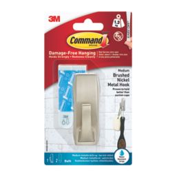 Command Silver Self-Adhesive Bathroom Hook Medium
