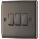 British General Nexus Metal 10AX 3-Gang 2-Way Light Switch  Black Nickel