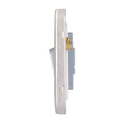 Schneider Electric Lisse Deco 10AX 1-Gang 2-Way Light Switch  Brushed Stainless Steel with White Inserts