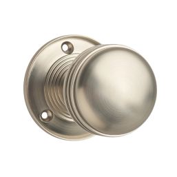 Designer Levers Ringed Mortice Door Knob Pair Satin Nickel 64mm