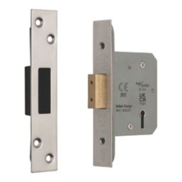 Smith & Locke Fire Rated  5 Lever Nickel Deadlock 65mm Case - 44mm Backset