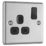 LAP  13A 1-Gang SP Switched Plug Socket Brushed Stainless Steel  with Black Inserts