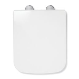 Croydex Leven Flexi-Fix Soft-Close with Quick-Release Square Toilet Seat Thermoset Plastic White