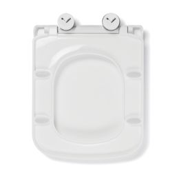 Croydex Leven Flexi-Fix Soft-Close with Quick-Release Square Toilet Seat Thermoset Plastic White