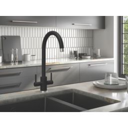 ETAL Sorrento Twin Lever Kitchen Mixer Tap Matt Black