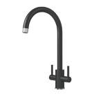 ETAL Sorrento Twin Lever Kitchen Mixer Tap Matt Black