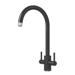 ETAL Sorrento Twin Lever Kitchen Mixer Tap Matt Black
