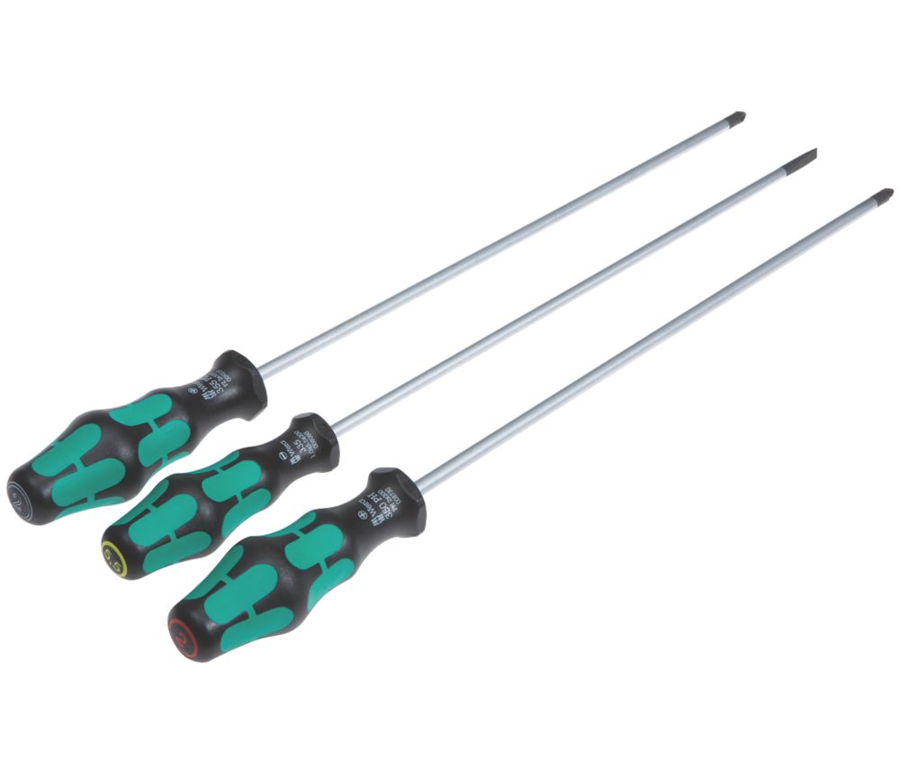 Wera Kraftform Plus Mixed Long Reach Screwdriver Set 3 Pieces Screwfix