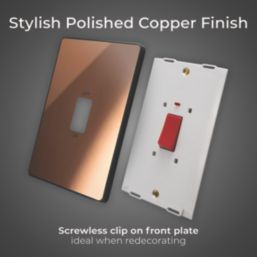 British General Evolve 45A 2-Gang 2-Pole Cooker Switch Copper with LED with Black Inserts